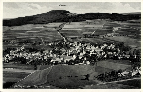 Postcard Unlingen in Upper Swabia Württemberg, aerial photograph