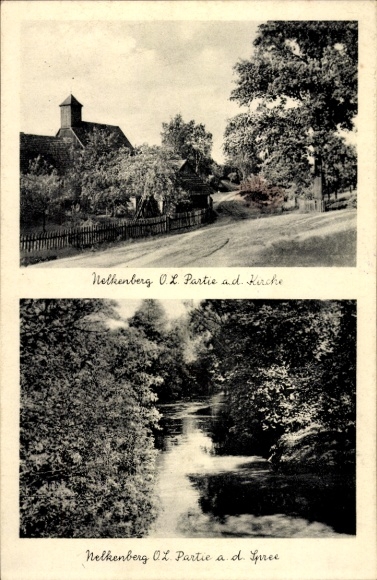 Postcard Tzschelln Weißwasser in Upper Lusatia, church, Spreepartie