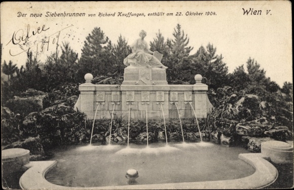 Ak Wien 5 Margareten, Neuer Siebenbrunnen von Richard Kauffungen