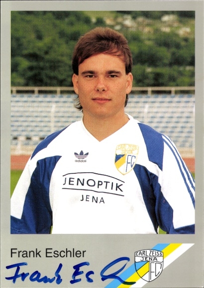 Handtekeningkaart voetballer Frank Eschler, FC Carl Zeiss Jena, handtekening