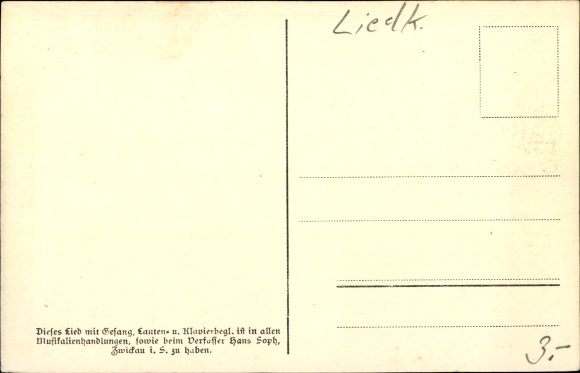 Song Postcard Soph, Hans, Mei Stübela, Erzgebirge dialect 8