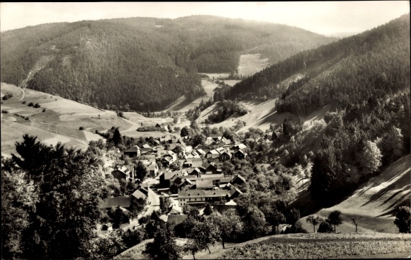 Ak Marktgölitz Probstzella Thüringen, Panorama vom Ort