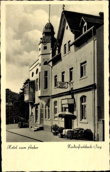 Postcard Niederfischbach Sieg in the Altenkirchen Westerwald district, Hotel Zum Anker
