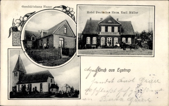 Postcard Eystrup in Lower Saxony, Haase commercial building, Hotel Deutsches Haus