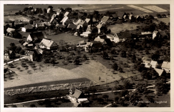Postcard Fünfbronn Simmersfeld in the Black Forest, aerial photograph of landscape view, residential buildings