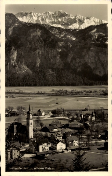 Postcard Kiefersfelden in Upper Bavaria, panorama with Wilder Kaiser