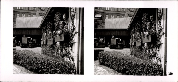 Stereo image photo &quot;The NS model companies 1937-38&quot; No. 130 Paul Liepe &amp; Co car repair shop