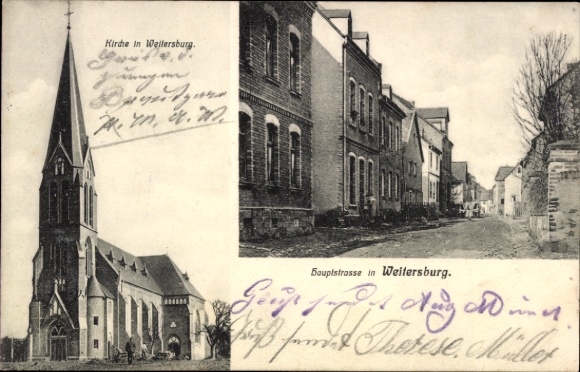 Ak Weitersburg am Rhein, Hauptstraße, Kirche