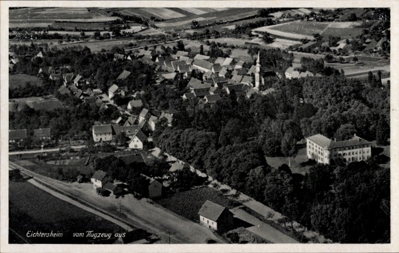 Postcard Eichtersheim in Kraichgau Baden, aerial photograph