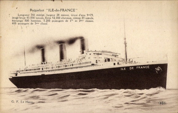 Ak Dampfer Ile de France, CGT, French Line