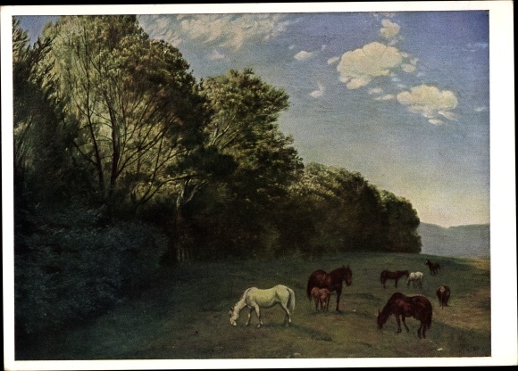 Artist Postcard Thoma, Hans, Grazing Horses