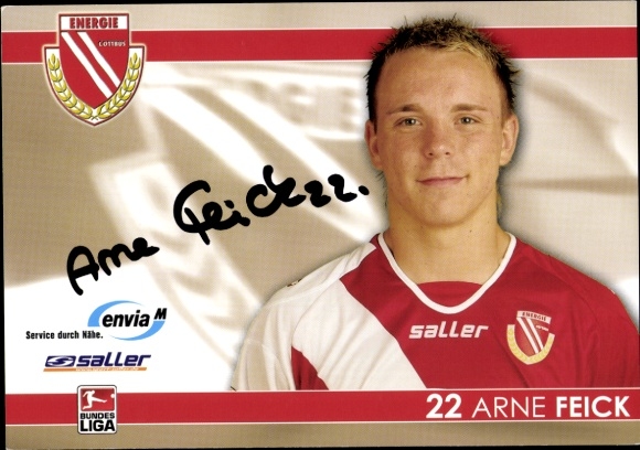Autogrammkarte Fußballer Arne Feick, FC Energie Cottbus, Autogramm