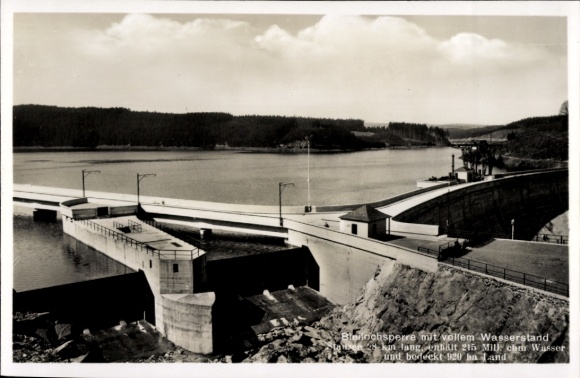 Postcard Saale Orla Kreis, Bleiloch Dam with full water level