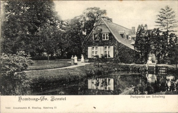 Postcard Hamburg Groß Borstel, Park am Schulweg