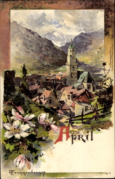 Artist Chromo-Litho Guggenberger, Thomas, Allegory, April, Locality