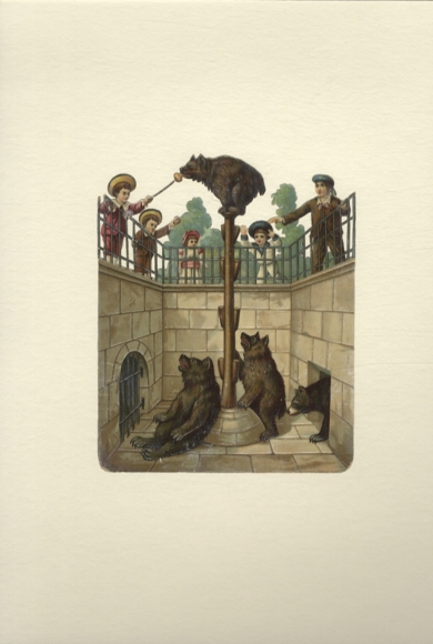 Wafer children in the zoo at the bear enclosure, size approx. 15 x 12 cm