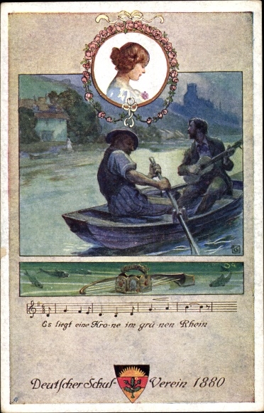 Song Postcard There is a crown in the green Rhine, German School Association No. 91