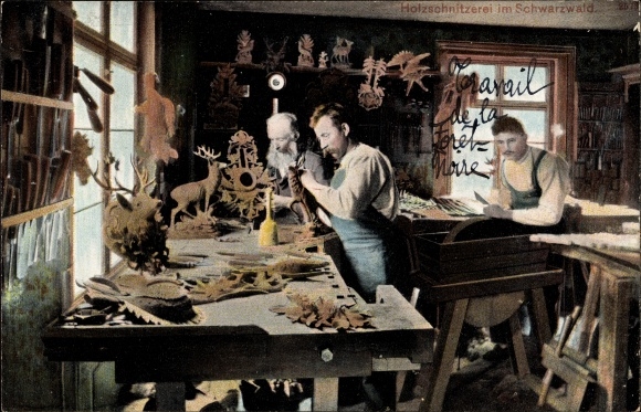 Postcard wood carving in the Black Forest