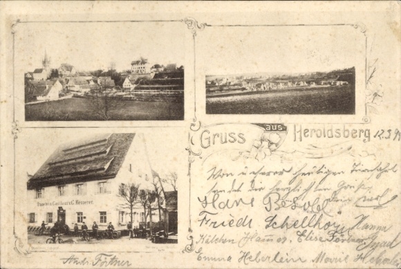 Ak Heroldsberg in Midden-Franken, algemeen beeld, gedeeltelijk beeld, herberg