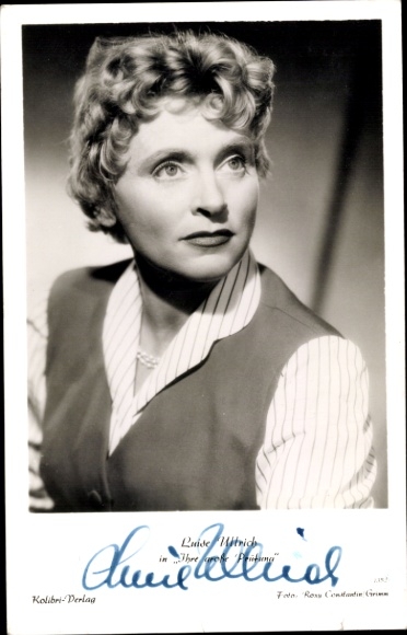 Postcard actress Luise Ullrich, portrait, her big test, autograph