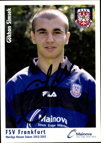 Autogrammkarte Fußballer Gökhan Simsek, FSV Frankfurt, Autogramm
