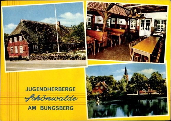 Postcard Schönwalde am Bungsberg in Ostholstein, youth hostel, inside and outside