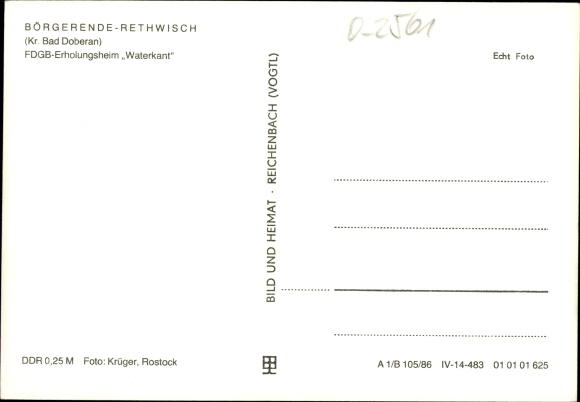 Postcard Börgerende Rethwisch on the Baltic Sea, FDGB recreation home Waterkant
