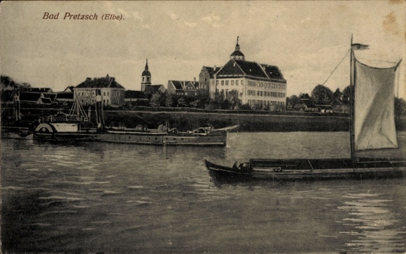 Ak Pretzsch an der Elbe Bad Schmiedeberg, Dampfer, Boot