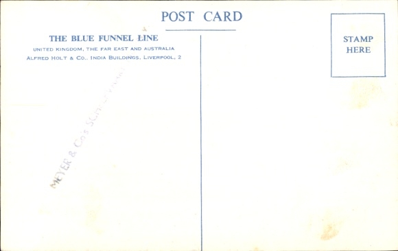 Kunstenaar Ak Thomas, Walter, Stoomschip van de Blue Funnel Line