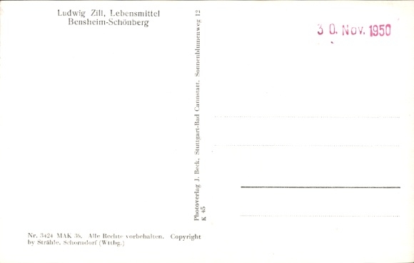 Postcard Schönberg Bensheim an der Bergstraße, aerial photograph, food Ludwig Zill