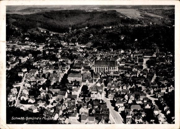Postcard Schwäbisch Gmünd in Württemberg, general view, aerial photo
