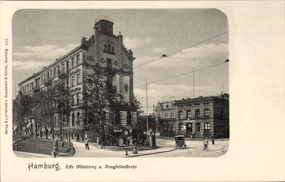 Ansichtkaart Hamburg Mitte Borgfelde, hoek Mittelweg en Borgfelderstrasse