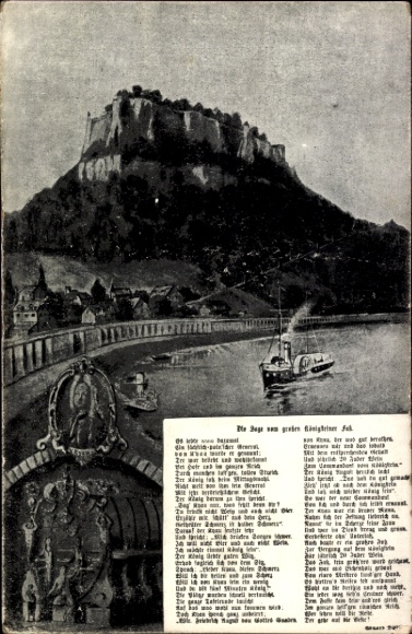 Ak Königstein an der Elbe Sächsische Schweiz, Festung Königstein, Sage vom grooßen Königsteiner Fuß