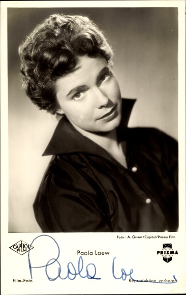 Postcard actress Paola Loew, portrait, Capitol Film, autograph