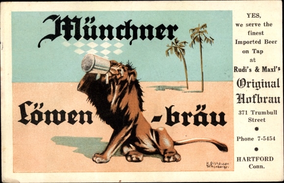 Artist PC Olshausen Schönberger, Munich Löwen Bräu, advertisement
