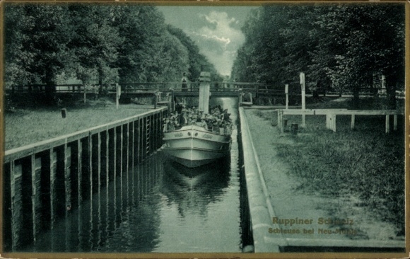 Postcard Neumühle Altruppin Neuruppin in Brandenburg, lock in the Ruppiner Schweiz