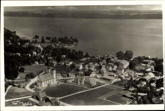 Postcard Tutzing on Lake Starnberg Upper Bavaria, aerial photograph