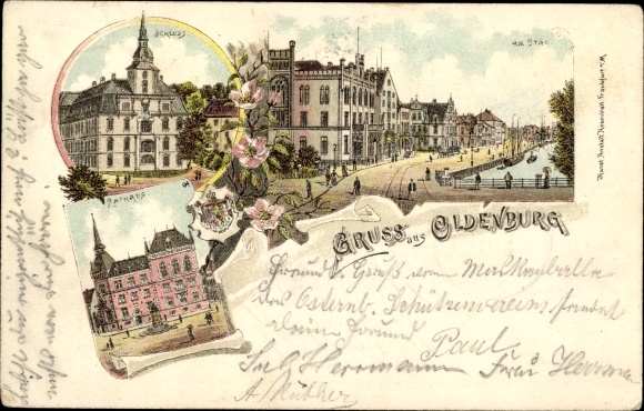 Chromo-Litho Oldenburg in the Grand Duchy of Oldenburg, Am Stau, Rathaus, Schloss
