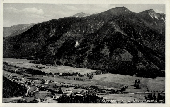 Postcard Stauden Fischbachau Upper Bavaria, aerial photograph