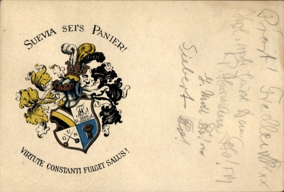 Studentika Postcard Heidelberg, Corps Suevia, coat of arms