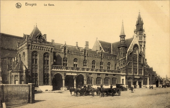 Postcard Bruges Bruges Flanders West Flanders, Railway Station