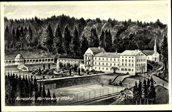 Ak Wartenberg Opper-Beieren, sanatorium, tennisbaan
