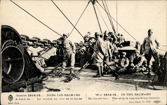Postcard Corsica Haute Corse, French soldiers, Balkan War 1914/15