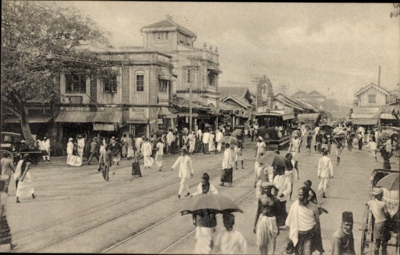 PC Pettah Colombo Ceylon Sri Lanka, street scene, tram