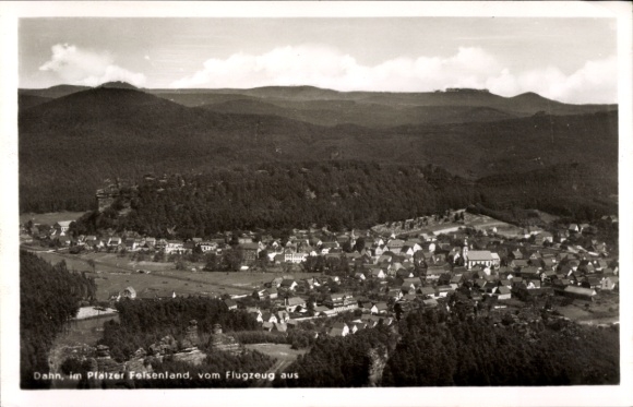 Postcard Dahn in the Palatinate, aerial photograph