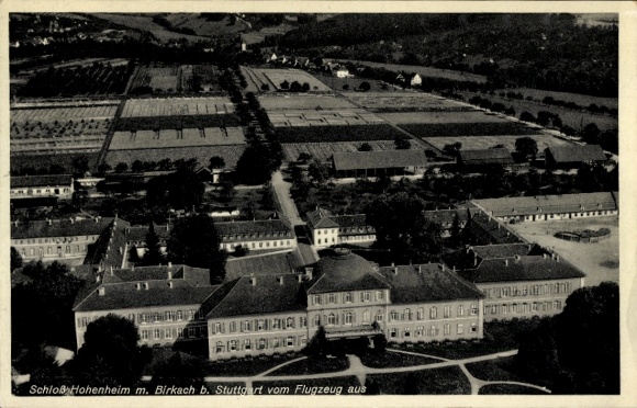 Postcard Hohenheim Stuttgart in Württemberg, Hohenheim Castle, Birkach, aerial photograph
