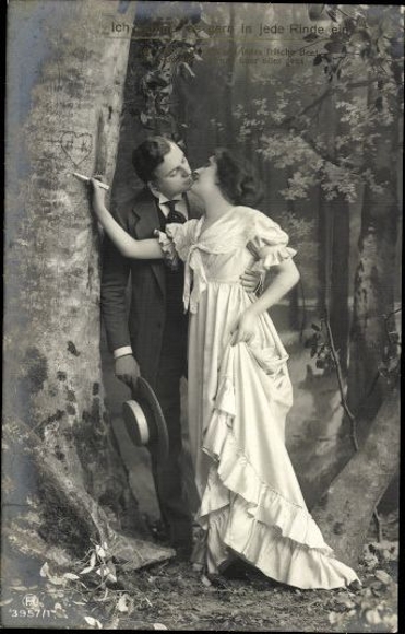10 alte Ak "Ich schnitt' es gern in jene Rinde ein", Frauenportraits