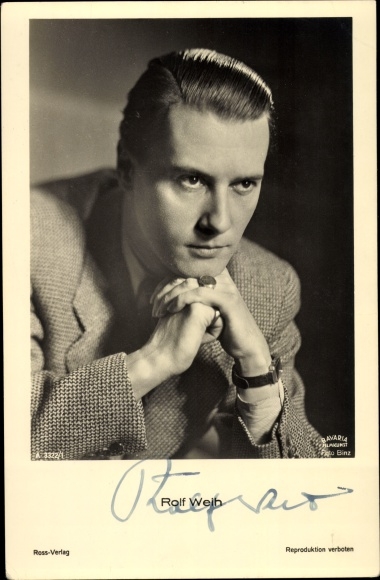 Postcard actor Rolf Weih, portrait, Ross 3322/1, autograph