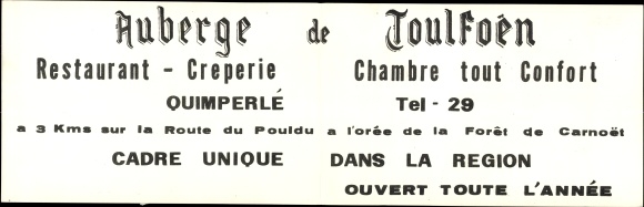 Klapp Postcard Quimperlé Finistère, Auberge de Toulfoen, restaurant, interior view