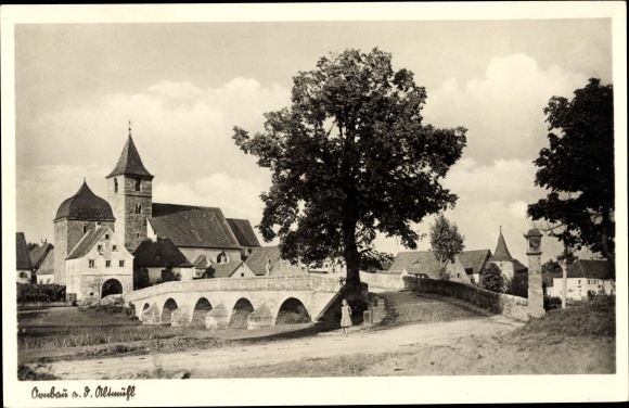 KP Ornbau w Środkowej Frankonii, wieś, most, kościół